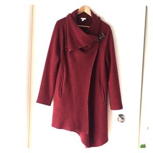 Garnet Hill Asymmetrical Boiled Wool Coat - Size 8
